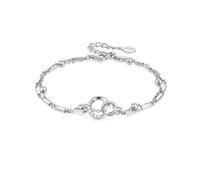 NVOQILIN Moderna cadena de muñeca geométrica elegante adorno de color plateado para niñas con diseños de doble capa para mujer, talla única, como se describe