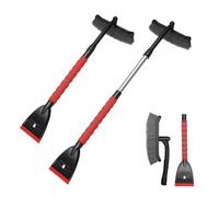 NVOQILIN Pala de nieve ajustable para parabrisas de coche con cabezal de cepillo giratorio y agarre ergonómico de espuma para raspar hielo y nieve