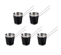 NVOQILIN Paquete de 5 vasos de chupito de acero, prácticos vasos de chupito con cadena, 30 ml, capacidad para socializar festivales