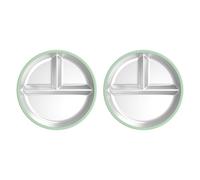 NVOQILIN Placa de acero antioxidante con base de succión de silicona, plato antideslizante para cenas familiares y picnics al aire libre