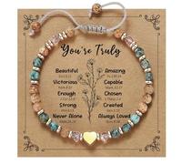 NVOQILIN Pulsera ajustable de piedra natural en forma de corazón, cadena de mano única con cuentas para entusiastas de la moda, talla única, como se describe