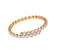 NVOQILIN Pulsera de estilo étnico con cuentas de circonita, estilo étnico, chapado en oro/plata, elegante pulsera de cuentas de circonita, joyería versátil de moda