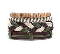 NVOQILIN Pulsera de estilo moderno para hombre, tejida a mano, multicapa, cuerda de yute y cuero, accesorios de moda para hombres, talla única, como se describe