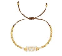 NVOQILIN Pulsera trenzada hecha a mano con cuentas de cobre de cristal y tono dorado para cualquier ocasión, talla única, como se describe
