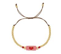 NVOQILIN Pulsera trenzada hecha a mano con cuentas de cobre de cristal y tono dorado para cualquier ocasión, talla única, como se describe