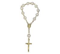 NVOQILIN Rosario de acrílico para bautismo, oración religiosa, cuentas de bola de oración, rosario de cruz, regalo de bautizo para mujeres y hombres, rosario acrílico, talla única, como se describe