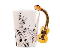 NVOQILIN Tazas de cerámica de porcelana china para café, té o sopa, mango de guitarra, taza de café delicada, tazas de leche, tazas de café Ig populares, tazas de espresso dobles blancas