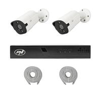 NVR PoE PNI House IP710J Paquete de videovigilancia, 2 cámaras PNI IP818J 8MP y 2 Cables UTP CAT6 de 20 Metros incluidos