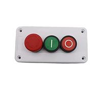 NVSFZGIYG Interruptor de botón pulsador de parada de emergencia NC, Rojo y Verde, Inicio/Apagado, Autoobturador, Impermeable Industrial, 600V, 10A