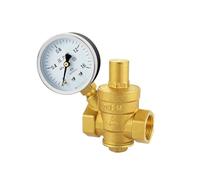 NVSFZGIYG Válvulas Reductoras de presión latón 1/2 ", 3/4" y 1, manómetro,6 MPa, Tipo Ajustable for tuberías Agua Corriente Calentadores(Valve with Gauge,1 Inch)