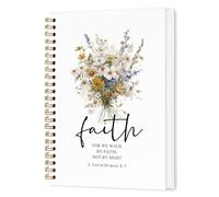 nvucamd Cuaderno de espiral Christian 2 Corintios 5:7, cuaderno de diario For Me Walk By Faith Not By Sight, cuadernos florales de escritura bíblica para mujeres, regalos cristianos, suministros de
