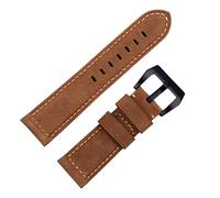 NVVVNX Accesorios de correa de reloj hechos a mano, correa de reloj Retro Vintage de cuero de Caballo Loco genuino de 24mm para correa Panerai, hebilla Tang(Black Green,24mm)