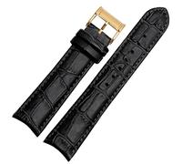 NVVVNX Banda de reloj de cuero genuina para la pulsera Ciudadana Seiko Curva Curve Fin de cuero negro Corias de color marrón azul(Black gold)