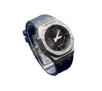 NVVVNX Casioak Mod Kit - Carcasa de metal para reloj GA2100 Hammer Correa de goma + funda para GA2110 cubierta de acero inoxidable, talla única, Agate