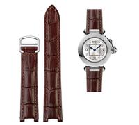 NVVVNX Correa de piel de vaca cóncava de 18x10mm, 20x12mm, pulsera de piel de becerro marrón y negro, hebilla plegable para reloj Cartier PASHA WSPA0009