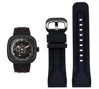 NVVVNX Correa de reloj de goma para hombre, resistente al agua, a prueba de sudor, cadena de reloj diésel, 28 mm, accesorios de reloj negro y naranja, 28mm, Ágata