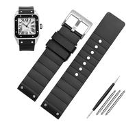 NVVVNX Correa de reloj de silicona de 23 mm para Cartier Santos Sandoz Santos 100, correa de reloj de goma, para hombre y mujer, color negro, 23mm, Acetato, Sin piedra preciosa