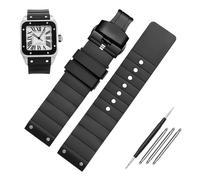 NVVVNX Correa de reloj de silicona de 23 mm para Cartier Santos Sandoz Santos 100, correa de reloj de goma, para hombre y mujer, color negro, 23mm, Acetato, Sin piedra preciosa