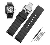 NVVVNX Correa de reloj de silicona de 23 mm para Cartier Santos Sandoz Santos 100, correa de reloj de goma, para hombre y mujer, color negro, 23mm, Acetato, Sin piedra preciosa