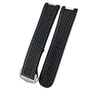 NVVVNX Correa de reloj de silicona de goma de 20mm para obtener un ajuste para Omega Seamaster 300 AT150 Pulseras de banda de hebilla de acero Aqua Terra Ultra Light 8900(White 1 Pointed)