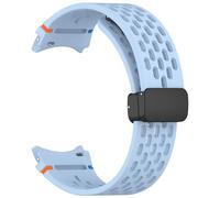 NVVVNX Correa magnética de 20mm para Samsung Galaxy Watch 4 5 Pro 6 7 7LTE 44mm 40mm Watch4/6 banda clásica de silicona sin huecos Correas(Light Blue,Classic 43mm 47mm)