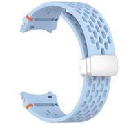 NVVVNX Correa magnética de 20mm para Samsung Galaxy Watch 4 5 Pro 6 7 7LTE 44mm 40mm Watch4/6 banda clásica de silicona sin huecos Correas(Light BlueS,Watch 5 40 44)