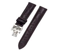 NVVVNX Correas de reloj de cuero de vaca de doble cara de 19/20/22mm para Vacheron VC, correa de reloj Constantin para hombres y mujeres, pulseras de cuero de vaca(Dark brown Silver,20mm)