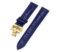 NVVVNX Correas de reloj de cuero de vaca de doble cara de 19/20/22mm para Vacheron VC, correa de reloj Constantin para hombres y mujeres, pulseras de cuero de vaca(Blue Golden clasp,20mm)