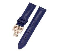 NVVVNX Correas de reloj de cuero de vaca de doble cara de 19/20/22mm para Vacheron VC, correa de reloj Constantin para hombres y mujeres, pulseras de cuero de vaca(Blue Rose gold clasp,22mm)
