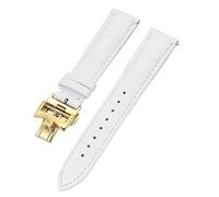 NVVVNX Correas de reloj de cuero de vaca de doble cara de 19/20/22mm para Vacheron VC, correa de reloj Constantin para hombres y mujeres, pulseras de cuero de vaca(White Golden clasp,19mm)