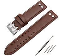 NVVVNX Correas de reloj de cuero genuino correa de 20/22mm para reloj Hamilton Khaki Field H760250 H77616533 correa de reloj hebilla de botón de correa de reloj(Brown silver buckle,22mm)