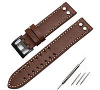 NVVVNX Correas de reloj de cuero genuino correa de 20/22mm para reloj Hamilton Khaki Field H760250 H77616533 correa de reloj hebilla de botón de correa de reloj(Brown white black,22mm)