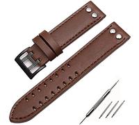 NVVVNX Correas de reloj de cuero genuino correa de 20/22mm para reloj Hamilton Khaki Field H760250 H77616533 correa de reloj hebilla de botón de correa de reloj(Brown black buckle,22mm)