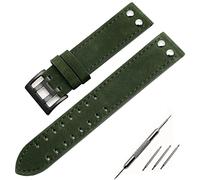 NVVVNX Correas de reloj de cuero genuino correa de 20/22mm para reloj Hamilton Khaki Field H760250 H77616533 correa de reloj hebilla de botón de correa de reloj(Green black buckle,20mm)