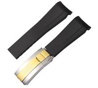 NVVVNX Para la correa de goma Rolex, la correa de los cuentos, el agua verde, el agua verde, el buzo, la silicona verde de 20 mm de 21 mm banda de reloj(Black-Room gold,21mm)