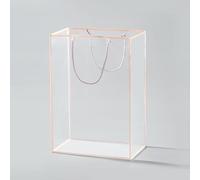 Nvzi 10 bolsas transparentes para ramo de flores con asas, cajas de embalaje de regalos florales transparentes para el día de la madre, boda, cumpleaños (rosa)