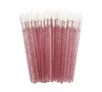 Nvzi - 100 pinceles de cristal para labios, maquillaje, lápiz labial, brillo labial, sombra de ojos, aplicador, kit de herramientas de belleza (rojo rosa)