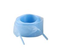 Nvzi 2 pares de cordones de encaje de satén de color caramelo, cordones decorativos de malla plana ancha, color azul claro