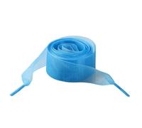 Nvzi 2 pares de cordones de encaje de satén de color caramelo, cordones decorativos de malla plana ancha, azul cielo