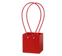 Nvzi 5 bolsas de regalo de flores para el día de la madre, bolsa de papel portátil con asa, cajas de flores impermeables para arreglos, bolsa de regalo de floristería, 4.5 x 4.1 x 4.7 pulgadas (rojo)