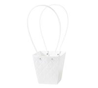 Nvzi 5 bolsas de regalo de flores para el día de la madre, bolsa de papel portátil con asa, cajas de flores impermeables para arreglos, bolsa de regalo de floristería, 4.7 x 3 x 4.9 pulgadas (blanco)