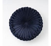 Nvzi - Almohadas de terciopelo plisadas redondas de calabaza, cojín relleno de piso para el hogar, sofá, silla, cama, decoración del coche (color azul marino A