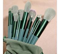 Nvzi Brochas de maquillaje, juego de brochas de maquillaje, kit de 13 brochas de maquillaje de viaje, brochas cosméticas para base de cara, rubor, sombra de ojos con bolsa de almacenamiento (verde)