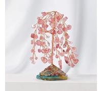 Nvzi -c 1 árbol de sauce llorón de piedra natural triturada natural árbol de riqueza tejido a mano árbol de energía rosa profundo árbol de la vida adorno decoración del hogar