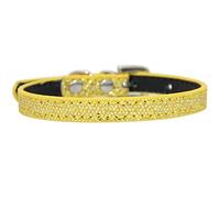 Nvzi Collar de piel sintética ajustable con diamantes de imitación para perros y gatos, color amarillo, tamaño S, 1 unidad