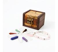 Nvzi Cristales y Piedras Curativas en Caja de Exhibición de Madera, Kit de Gemas y Cristales, 7 Piedras de los Chakras, Cristales en Bruto para Principiantes, Regalos Espirituales para Mujeres