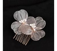 Nvzi Flor nupcial boda horquillas perla de cristal peines Clips tocado oro boda Accesorios para el pelo joyería con diamantes de imitación para novias damas de honor mujeres niñas (A)