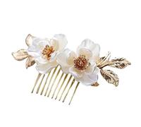 Nvzi Flor nupcial boda horquillas perla de cristal peines Clips tocado oro boda Accesorios para el pelo joyería con diamantes de imitación para novias damas de honor mujeres niñas (dorado) e