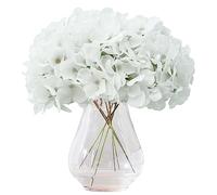 Nvzi Flores artificiales de hortensias blancas, 10 hortensias falsas de seda para centros de mesa de boda, ramos de bricolaje, decoración floral para decoración del hogar con tallos