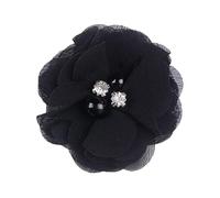 Nvzi Flores de gasa con diamantes de imitación, 10 lazos de tela para diademas, manualidades, decoraciones de fiesta, color negro